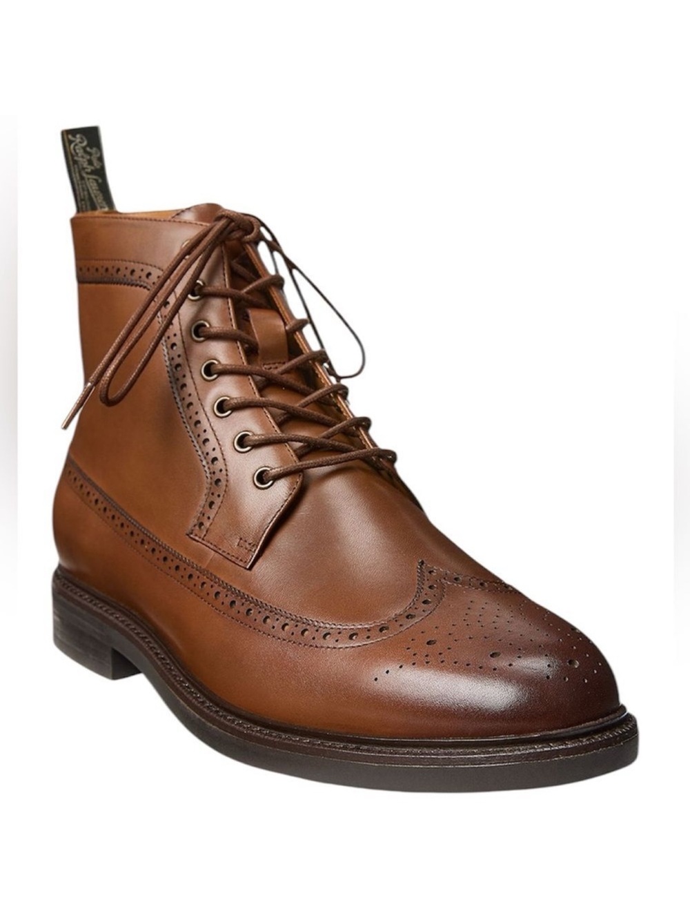 🥷🏿Polo Ralph Lauren Men's Asher Leather Wingtip Boots,SIZE 8, brand new, no box